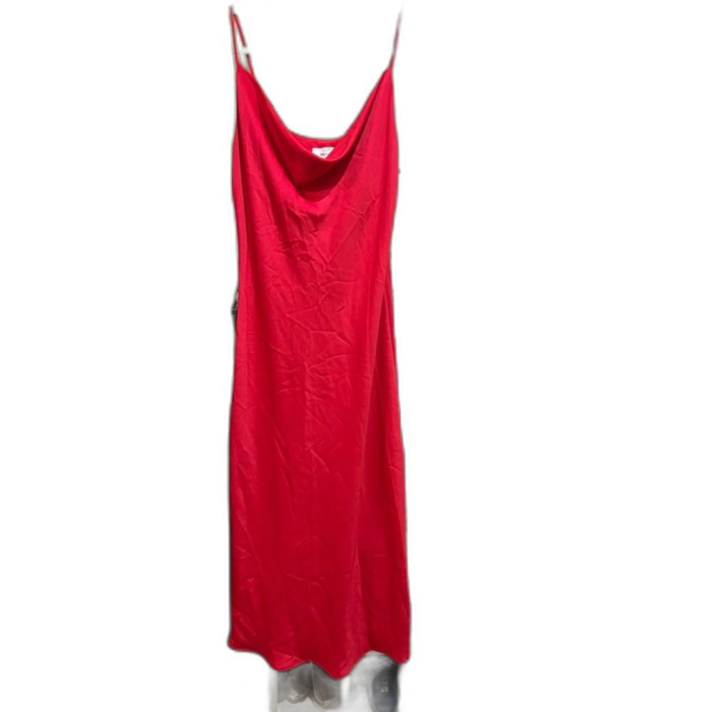BSB Collection red satin maxi slip dress